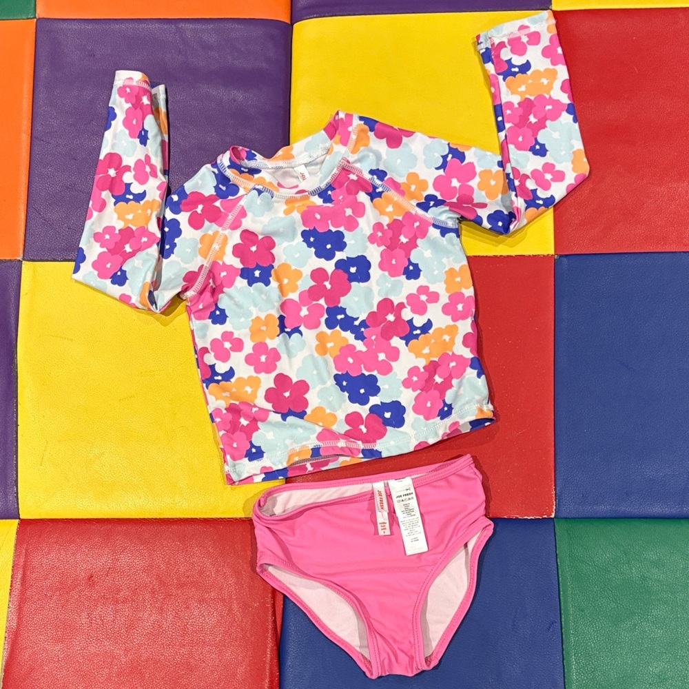 3T Joe Fresh Floral Long Sleeve Kids Swim Set